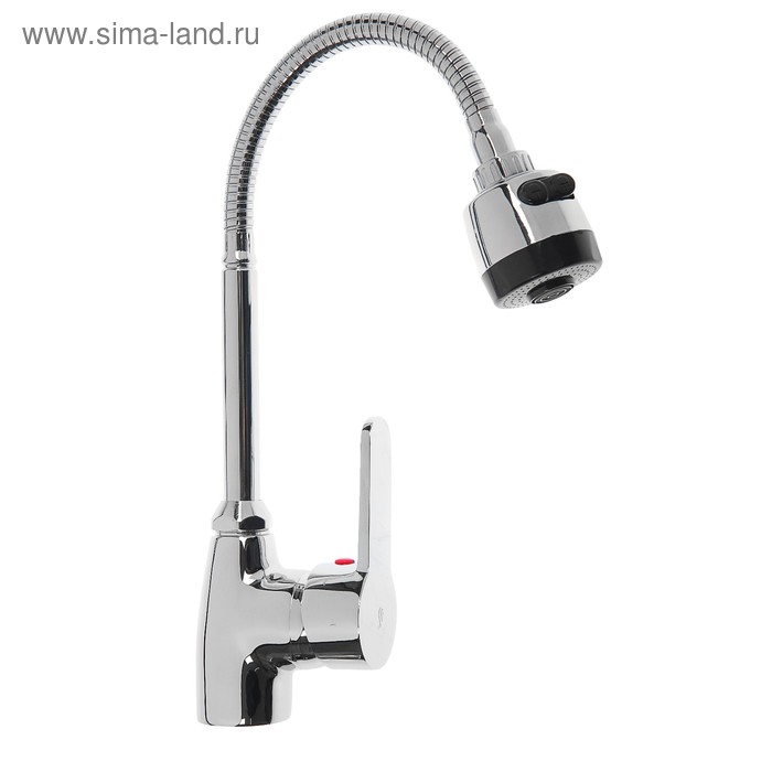 

Смеситель для кухни "Центр Сантехники" ПП801501, однорычажный, высота 347-402 мм, гибкий излив, хром