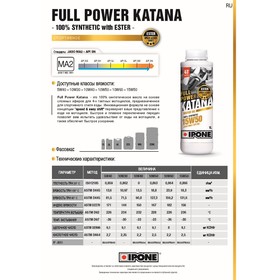 Моторное масло IPONE FULL POWER KATANA, 5W40, 1л от Сима-ленд