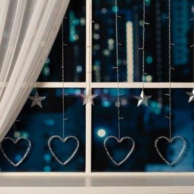 

БАХРОМА "Сердце", Ш:2.4 м, В:0.9 м, Н.С. LED-186-220V, 8 режимов, МУЛЬТИ