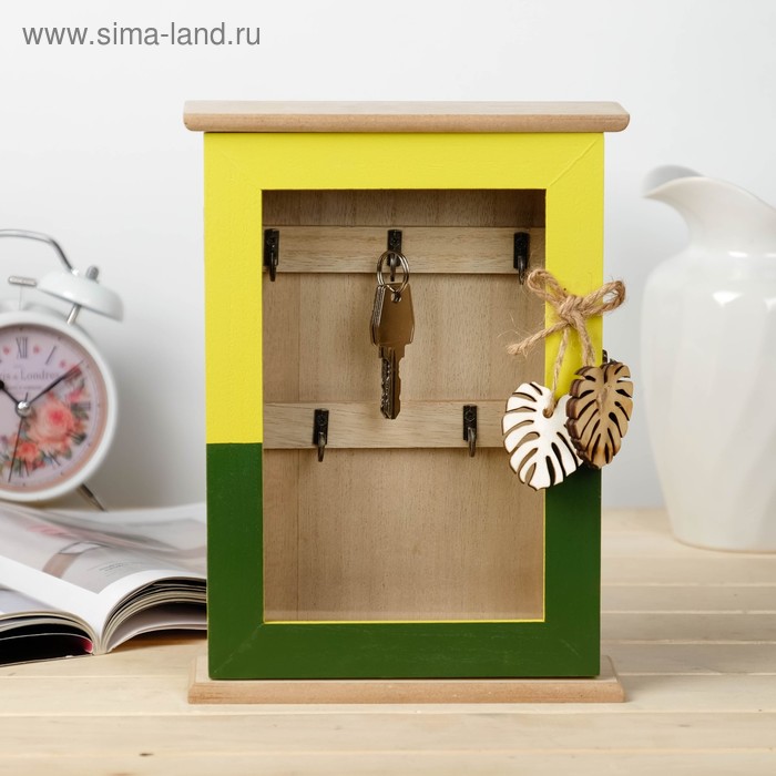 

Ключница дерево 5 крючков "Пальмовый лист" 25х20х6,5 см