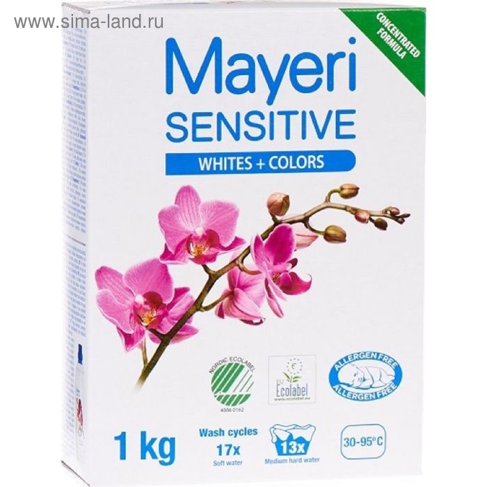 Стиральный порошок Mayeri Sensitive, универсальный, 1 кг стиральный порошок mayeri sensitive whites colors 1 кг