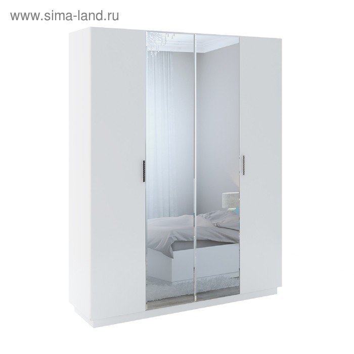 Шкаф с зеркалом четырехдверный Тиффани 510х1800х2280 Белый текстурный шкаф четырехдверный с зеркалом александра шк 4