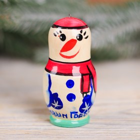 

Ёлочная игрушка «Снеговик в розовой шапке»