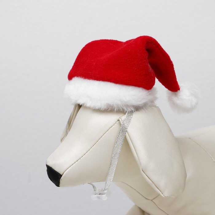 Колпак новогодний для собак, XS-S (высота 12 см, обхват головы 22 см), микс