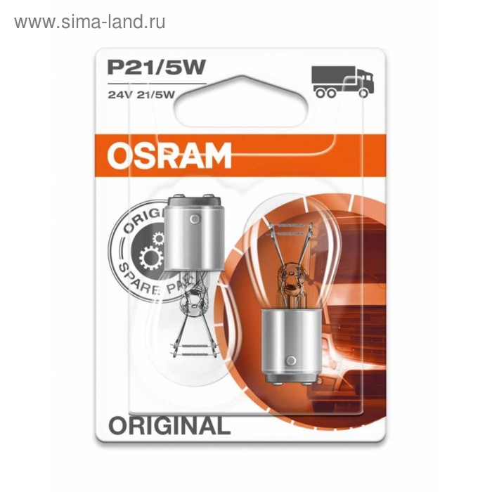 фото Лампа автомобильная osram, p21/4w, 12 в, 21/4 вт, набор 2 шт, 7225-02b