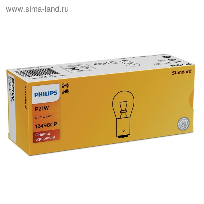 фото Лампа автомобильная philips, p21w, 12 в, 21 вт, 12498cp