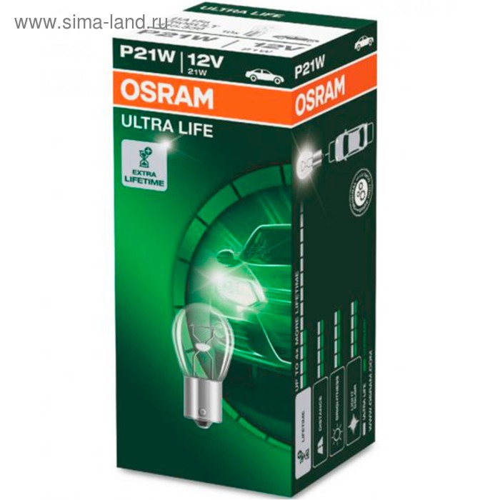 фото Лампа автомобильная osram ultra life, p21w, 12 в, 21 вт, 7506ult