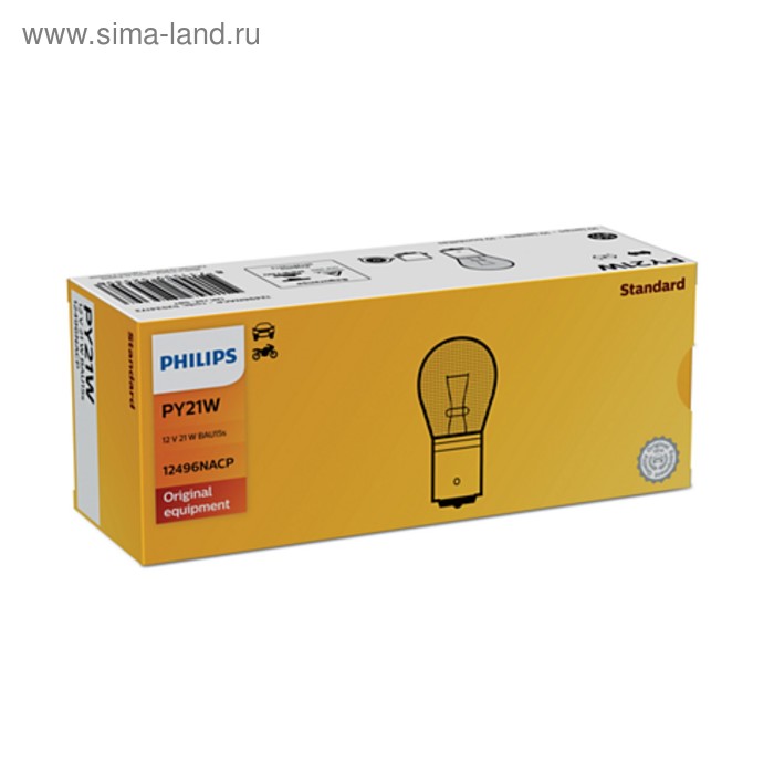 фото Лампа автомобильная philips, py21w, 12 в, 21 вт, 12496nacp