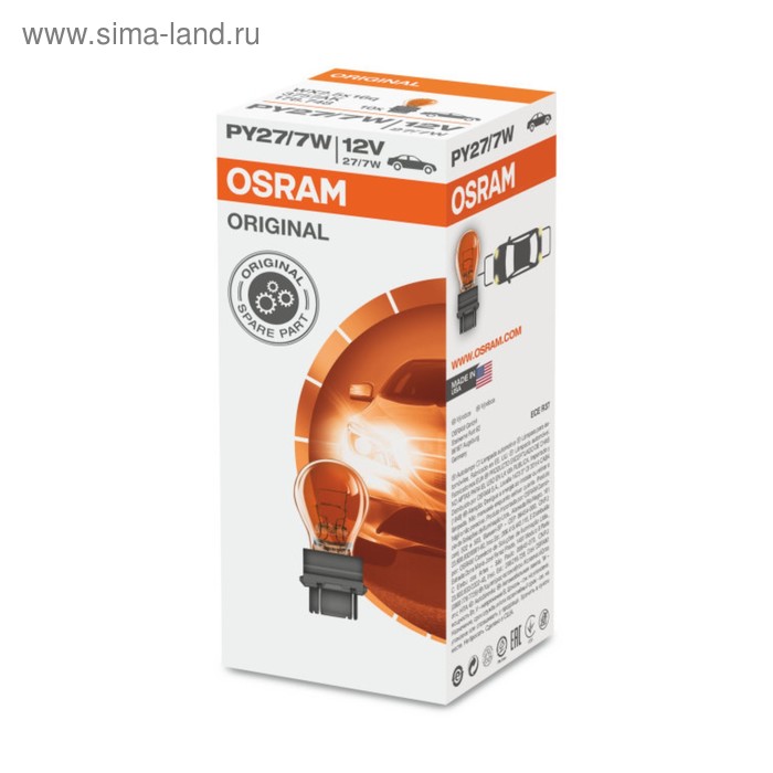 фото Лампа автомобильная osram, py27/7w 12 в, 27/7 вт, 3757ak