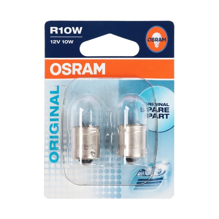 Лампа автомобильная Osram, R10W, 12 В, 10 Вт, набор 2 шт, 5008-02B лампа автомобильная osram r10w 12 в 10 вт ba15s