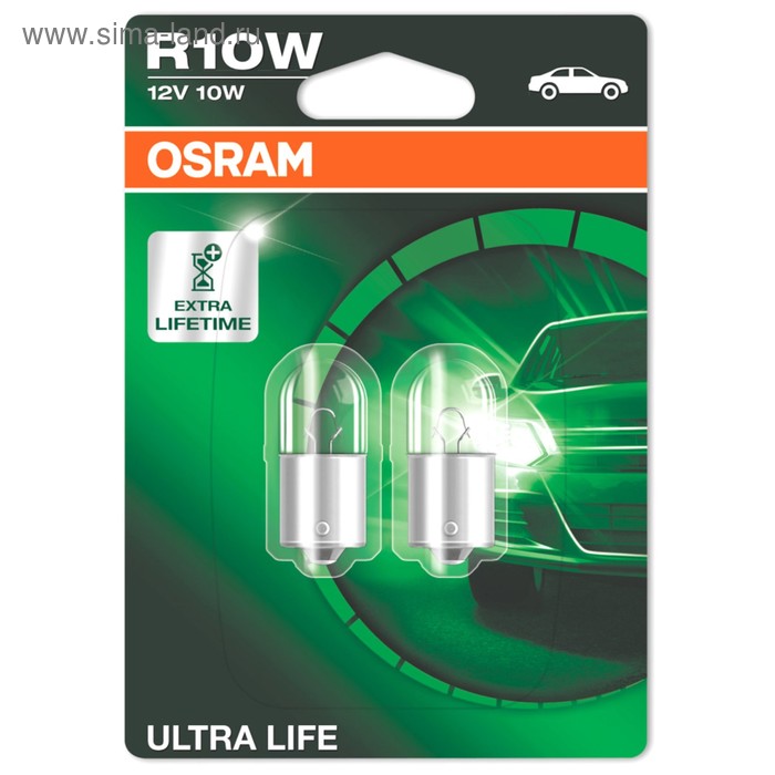 фото Лампа автомобильная osram ultra life, r10w, 12 в, 10 вт, набор 2 шт, 5008ult-02b