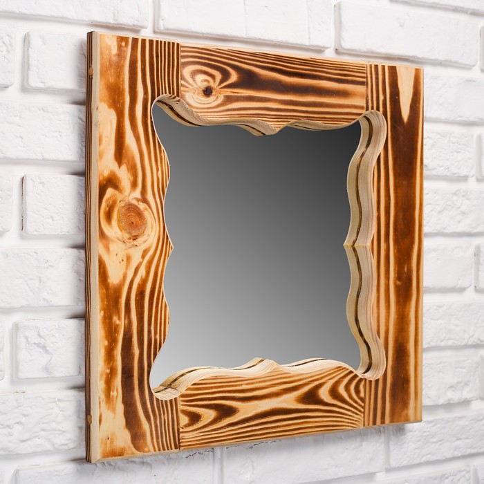 Зеркало резное "Бабочка", сосна, обожжённое, 40×40 см
