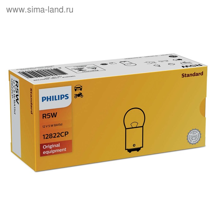 фото Лампа автомобильная philips, r5w, 12 в, 5 вт, 12822cp