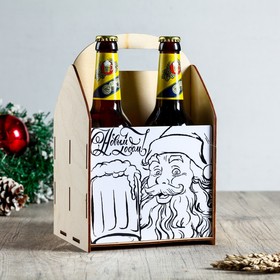 Ящик под пиво 'С Новым Годом!' Дед Мороз и кружка Ош