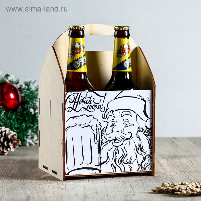 Ящик под пиво С Новым Годом! Дед Мороз и кружка ящик под пиво с новым годом кружки пива