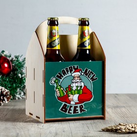 Ящик под пиво 'С Новым Годом!' Дед Мороз и бутылки Ош