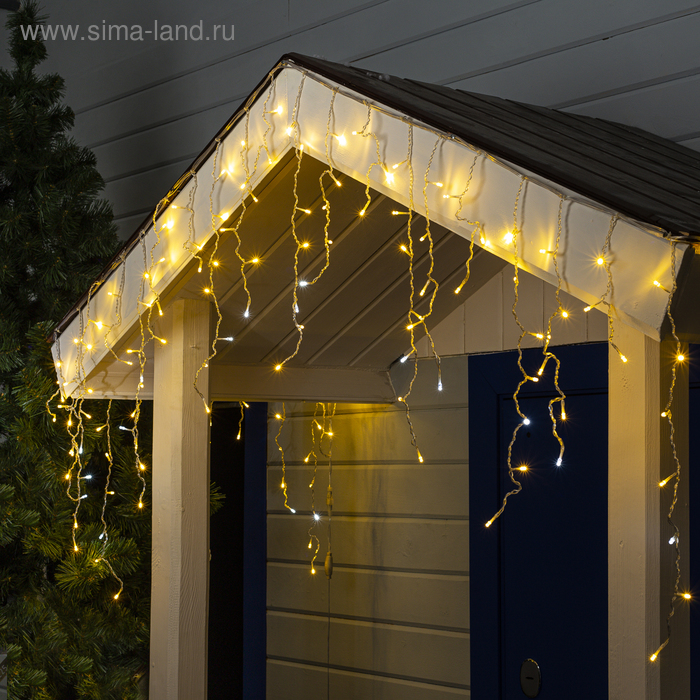 

Гирлянда «Бахрома» 3 × 0.6 м, IP44, УМС, прозрачная нить, 160 LED, свечение тёплое белое, мерцание белым, 220 В
