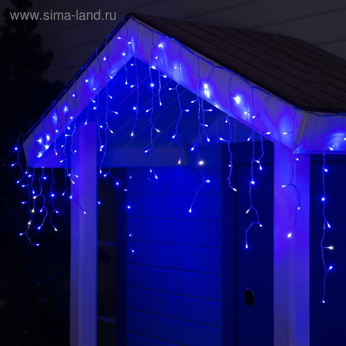 

Гирлянда «Бахрома» 3 × 0.6 м, IP44, УМС, прозрачная нить, 160 LED, свечение синее, мерцание белым, 220 В