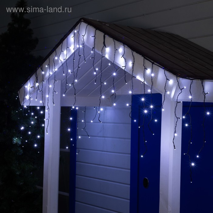 

Гирлянда «Бахрома» 3 × 0.6 м, IP44, УМС, тёмная нить, 160 SMD-LED, свечение белое, 220 В