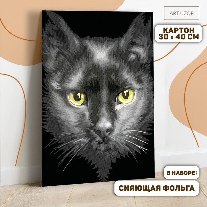 Для взрослых  Сима-Ленд Картина по номерам с дополнительными элементами Кошачий взляд, 30х40 см