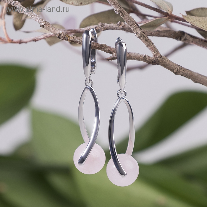 

Серьги шар №10 "Кварц розовый"
