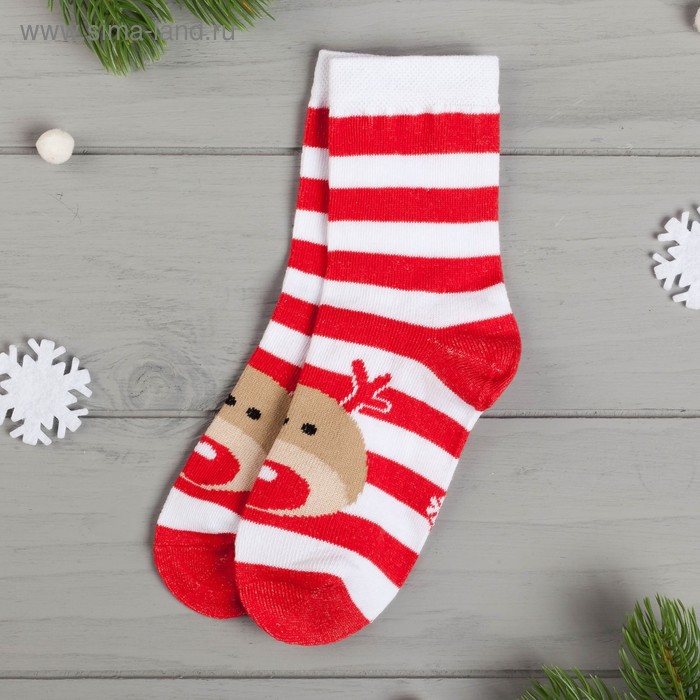Носки детские новогодние KAFTAN Новогоднии р-р 16-18, белый носки детские новогодние kaftan cool santa р р 14 16 красный