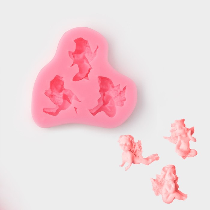 Молд силиконовый «Ангелочки в ожидании», 8×7 см, цвет розовый