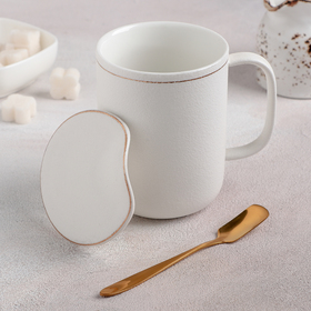 

Кружка 320 мл "Король", с крышкой и ложкой, цвет белый