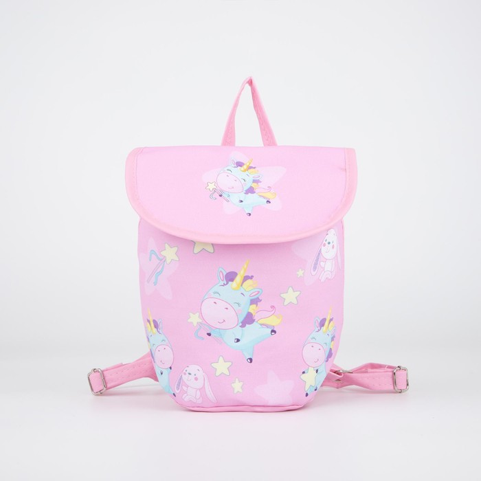 фото Детский рюкзак, отдел на шнурке, цвет розовый, «единорог» nazamok