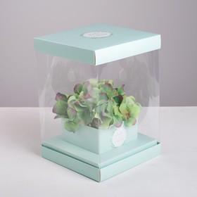 Коробка для цветов с вазой и PVC окнами складная «Любви и Счастья», 16 х 23 х 16 см Ош
