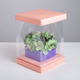 Коробка для цветов с вазой и PVC окнами складная «С Любовью», 16 х 23 х 16 см Ош