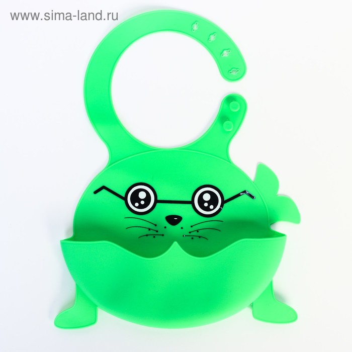 фото Нагрудник силиконовый "морской котик", цвет зеленый mum&baby