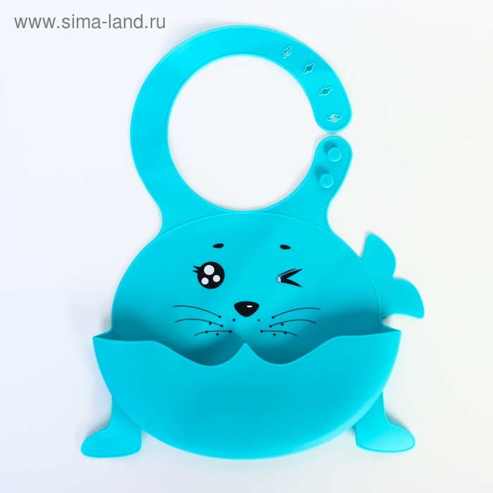 фото Нагрудник силиконовый "морской котик", цвет голубой mum&baby