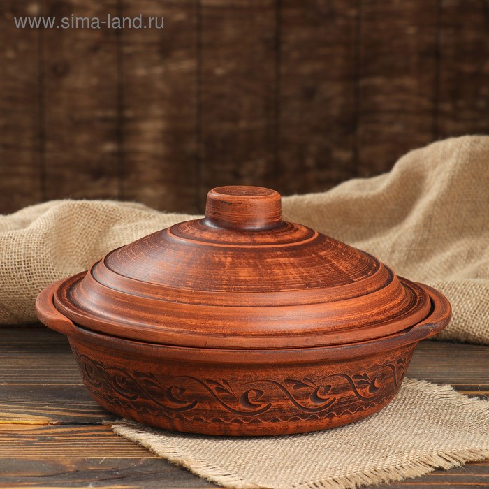 

Горшок для запекания с ручками, красная глина, микс
