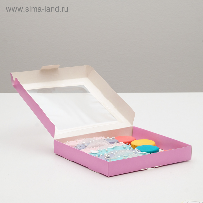 

Коробка картонная UPAK LAND с окном ,сиреневая, 21 х 21 х 3 см