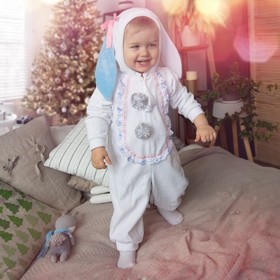 Карнавальный костюм для малышей "Зайчик с голубыми ушами", велюр, хлопок, рост 74-92 см