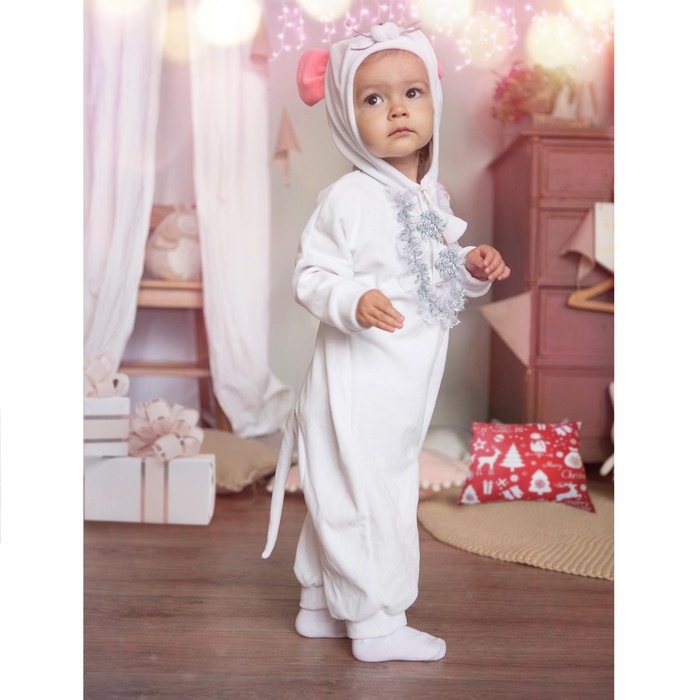 цена Карнавальный костюм для малышей «Мышка с грудкой», велюр, хлопок, рост 74-92 см