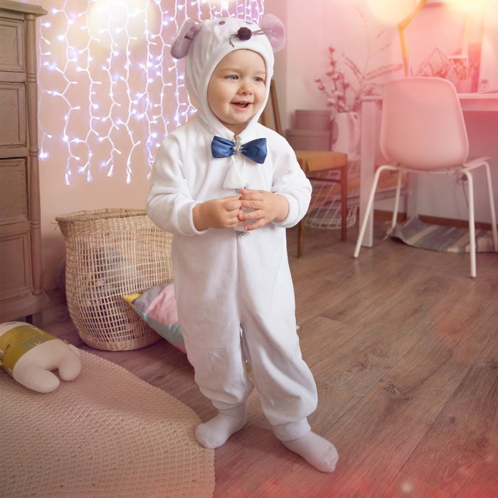 цена Карнавальный костюм для малышей «Мышонок с бабочкой», велюр, хлопок, рост 74-92 см