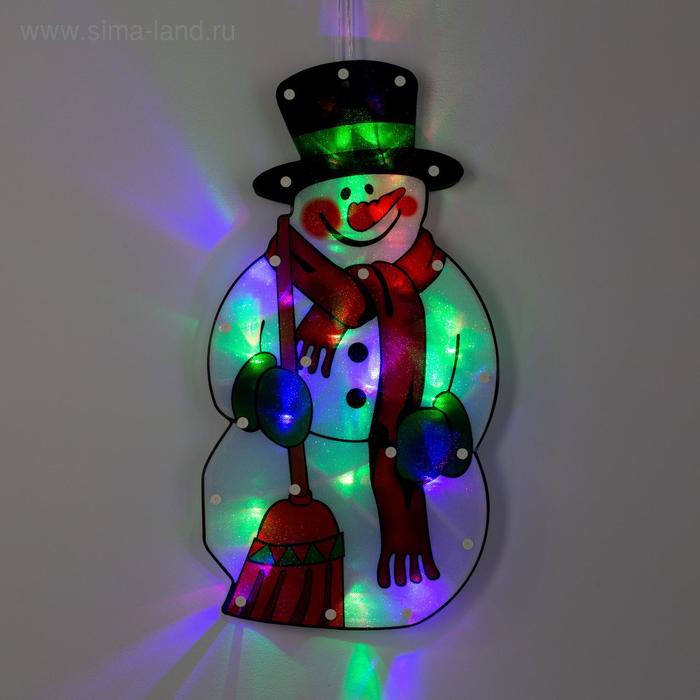 Светодиодная фигура «Снеговик» 23 × 43 см, пластик, 220 В, свечение мульти (RG/RB) светодиодная фигура месяц 30 × 40 см пластик 220 в свечение мульти rg rb