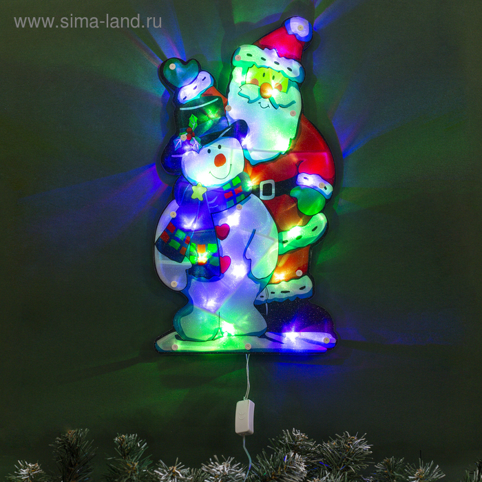 Светодиодная фигура «Дед Мороз и снеговик» 24 × 45 см, пластик, 220 В, свечение мульти (RG/RB) светодиодная фигура с новым годом 43 × 25 см пластик 220 в свечение мульти rg rb
