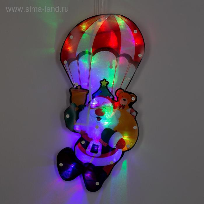 Светодиодная фигура «Дед Мороз на парашюте» 19 × 42 см, пластик, 220 В, свечение мульти (RG/RB) светодиодная фигура снеговик 23 × 43 см пластик 220 в свечение мульти rg rb