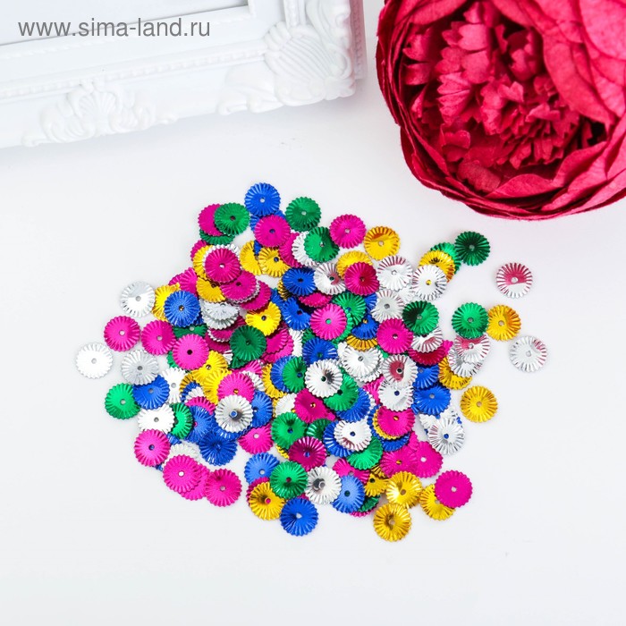 Пайетки для творчества Рифленые микс 10 мм 30 г 70₽