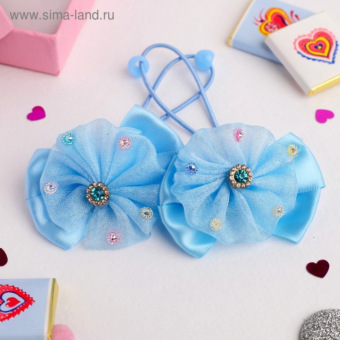 Резинка для волос Маленькая модница (цена за пару) стразы, голубой резинка для волос маленькая модница цена за пару цветок с бусинами розовый