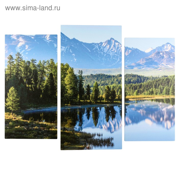 Модульная картина Пейзаж с озером и горами (2-25х50, 30х60 см) 60х80 см модульная картина горное озеро 2 25х50 30х60 см 60х80 см