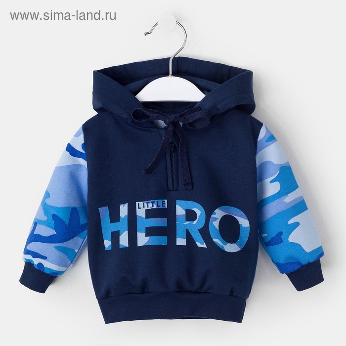 фото Худи крошка я "little hero. hero", синий, 26 р, 74-80 см