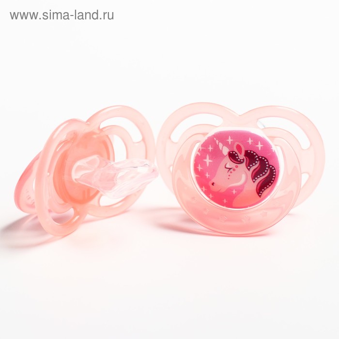 фото Набор ортодонтических пустышек, 2 шт., силикон, от 3 мес., цвет розовый mum&baby