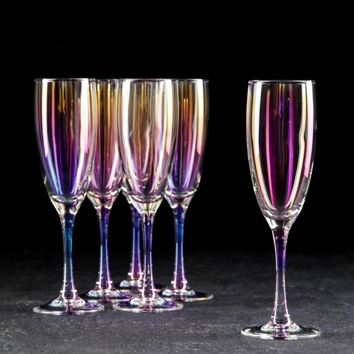 Набор бокалов для шампанского «Радуга», 170 мл, 6 шт, цвет перламутровый набор бокалов для шампанского intuition 170 мл 6 шт l6644 cristal d arques
