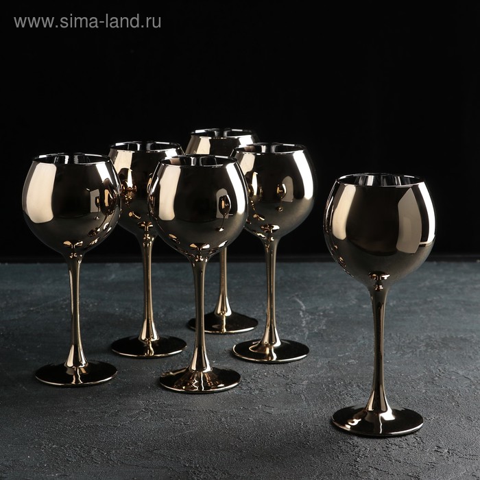 фото Набор бокалов для вина 280 мл «золото», 6 шт gidglass