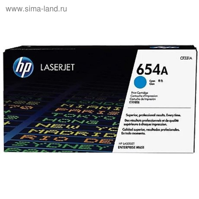 Тонер Картридж HP 654A CF331A голубой для HP CLJ Ent M651n/M651dn/M651xh/M680dn/M680f (15000стр.) картридж hp cf331a для hp clj ent m651n m651dn m651xh m680dn m680f голубой