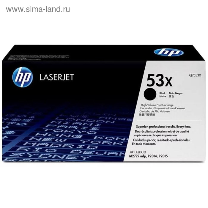 Тонер Картридж HP Q7553X черный для HP LJ P2015/P2014/M2727 (7000стр.) картридж nv print q5949x q7553x для lj 1320 3390 3392 p2014 p2015 m2727